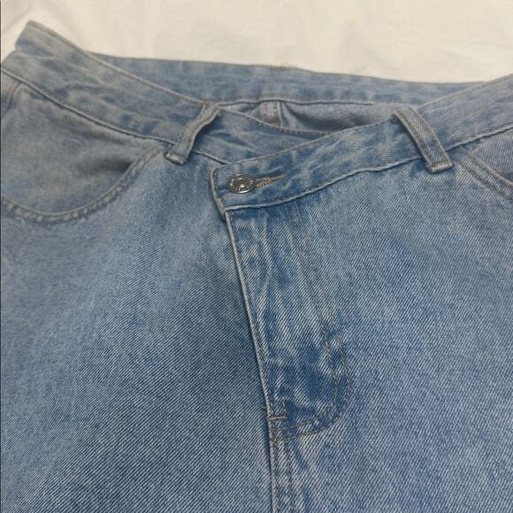 Denim asymmetrical at zipper maxi skirt - Picture 4 of 8